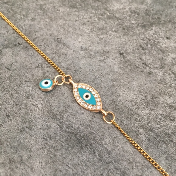 Evil Eye 🧿 Anklet Stainless Steel Gold Plated 🧿 - Picture 2 of 7
